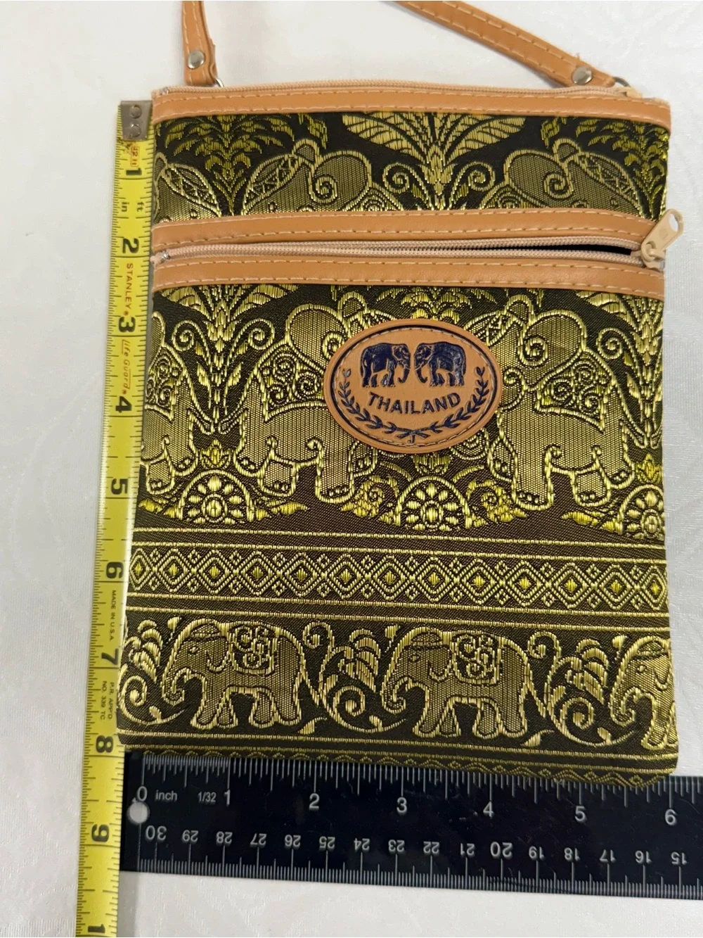 Thai Elephant Crossbody Bag - Olive Green